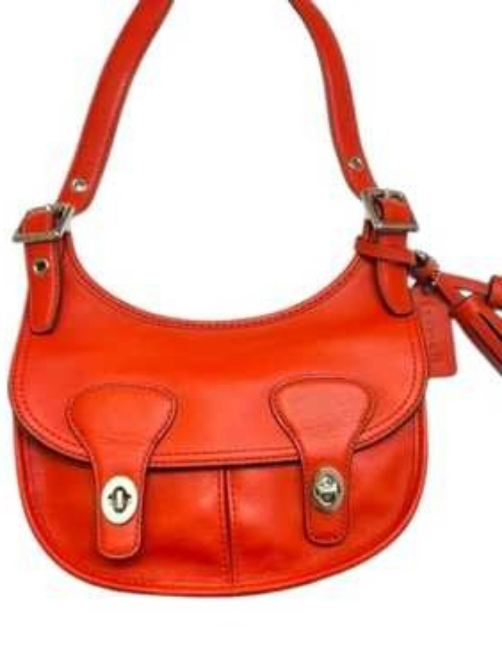 Coach 19925 Amanda Legacy Shoulder Bag Turnlock Tassel Leather Red Women's Auth.